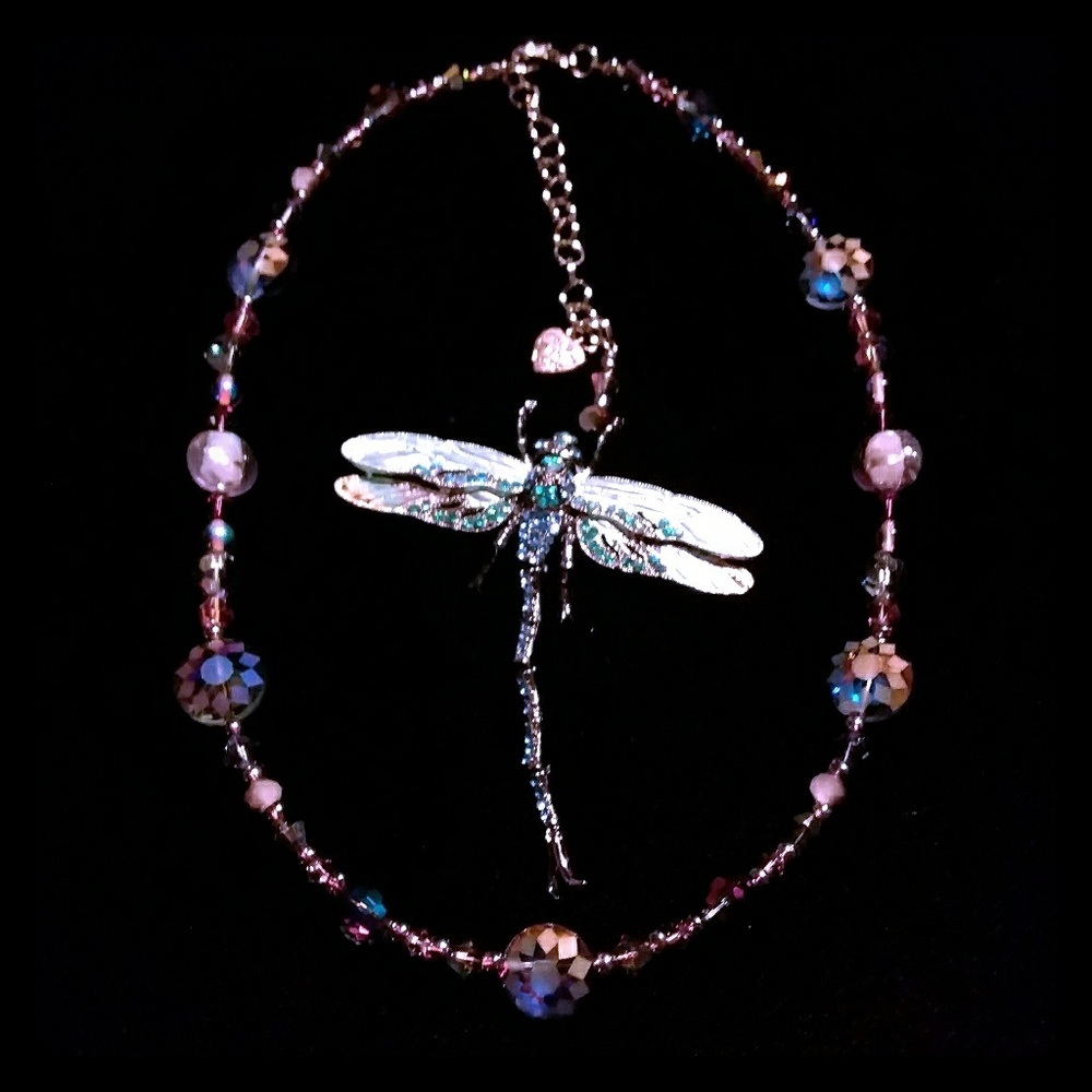 Purple Swarovski Crystal And Glass Bead Necklace